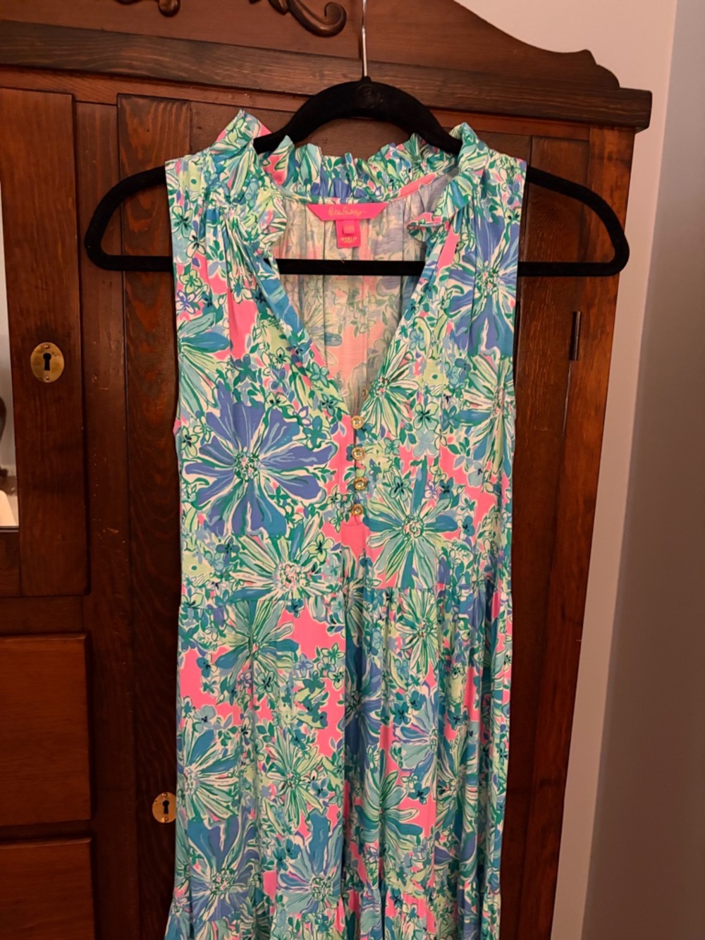 Lily PulitzerB bight Floral Maxi Dress in Pink, Aqua & Blue, worn once. - Picture 4 of 6
